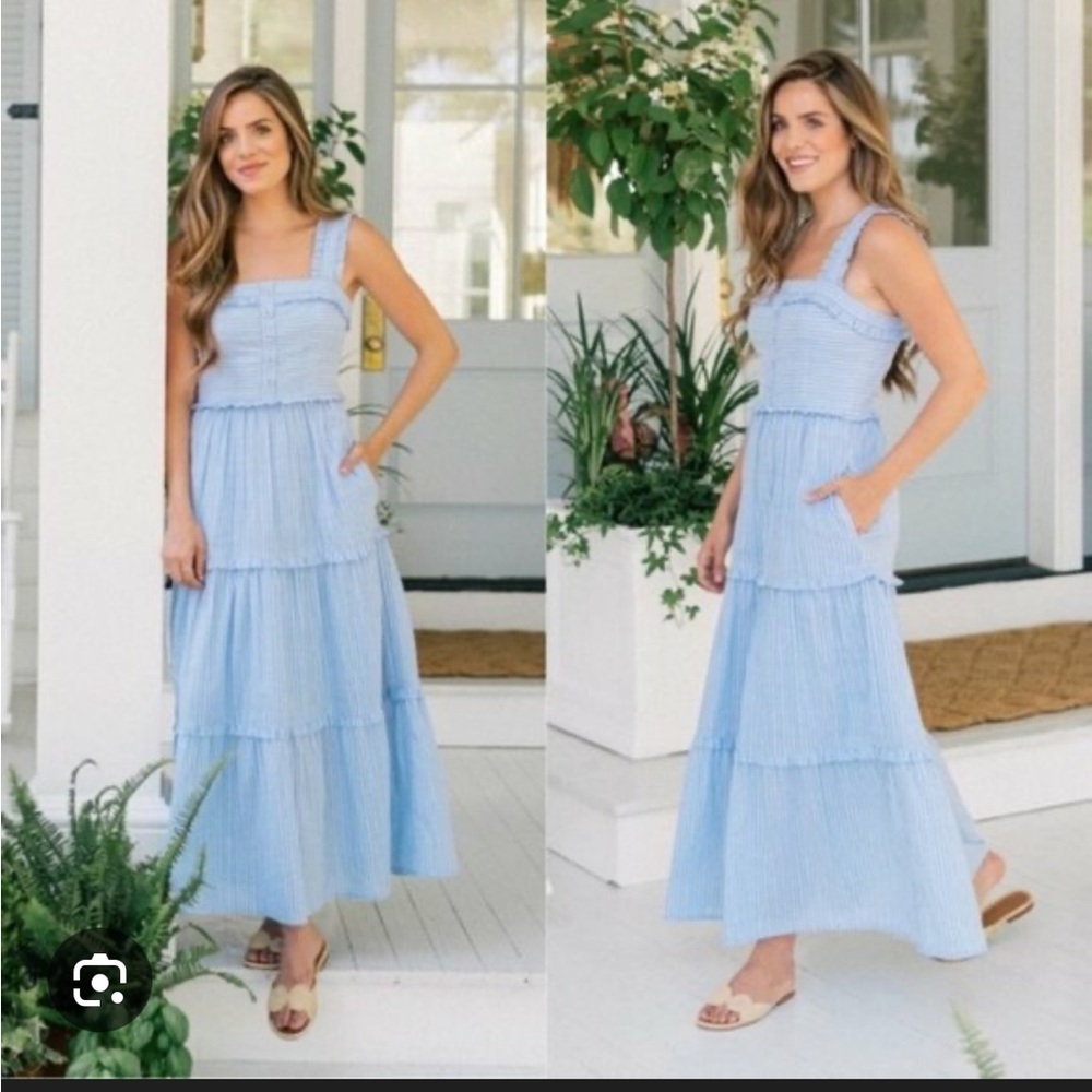 Gal Meets Glam Light Blue Striped Maxi Dress